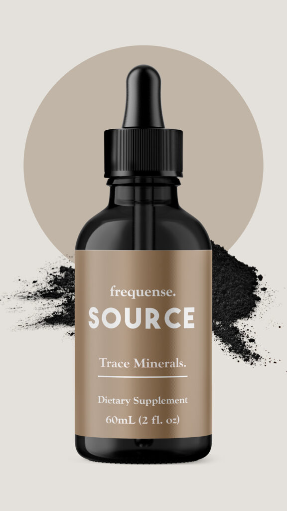 frequense SOURCE trace minerals, black fulvic acid powder, magnesium, calcium, zinc, electrolytes, minerals, vitamin B